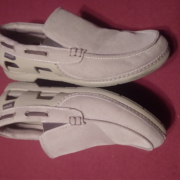 Crocs Khaki Beach Line Boat Shoes Mens 9 - Picture 6 of 8
